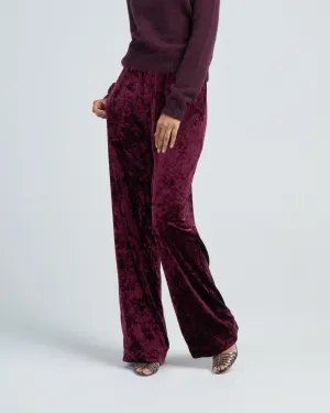stretch velvet wide leg pullon pant