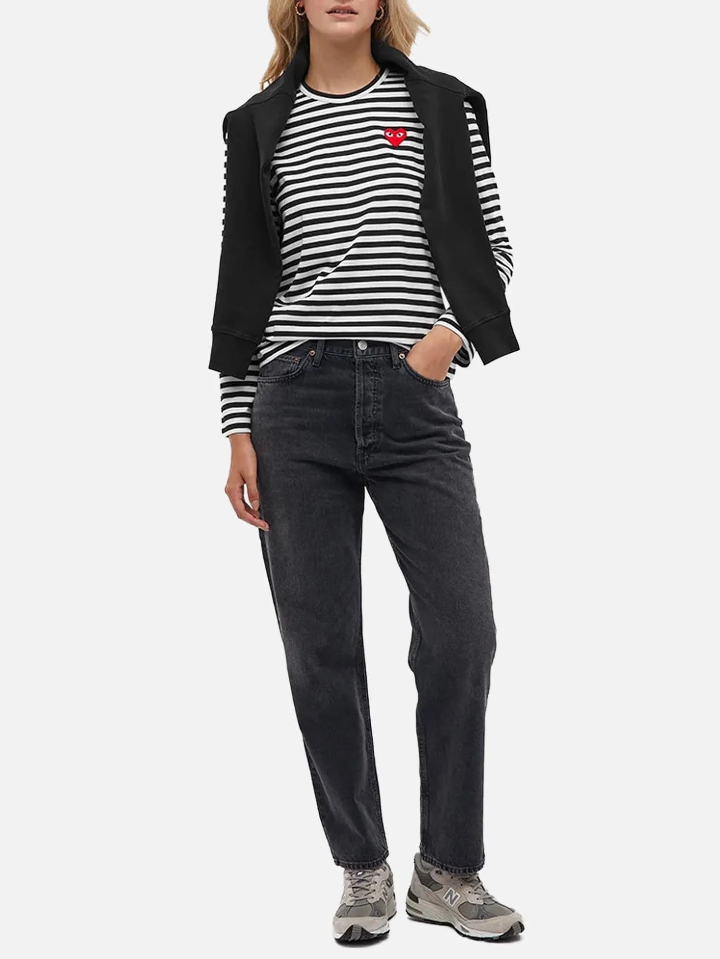 Striped Long Sleeved T-Shirt - Black/White