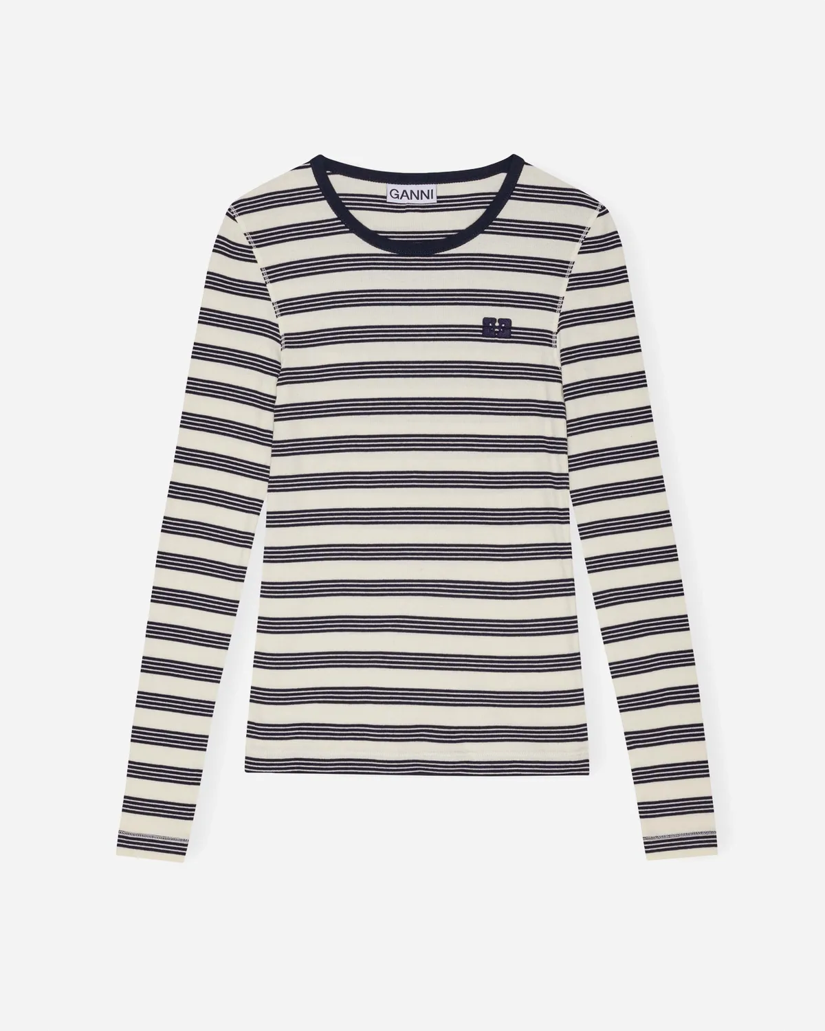 Striped Soft Cotton Rib Long Sleeve T-Shirt - Sky Captain