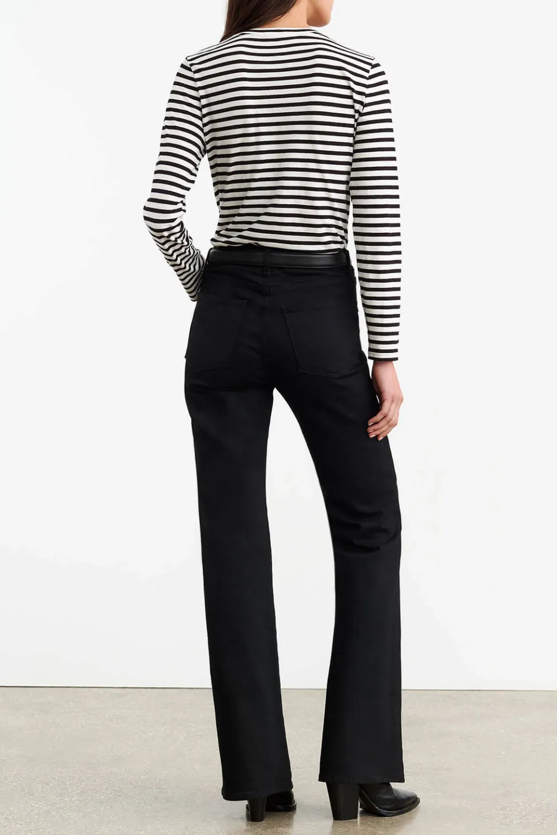 Susana Long Sleeve Tee | Black/Ivory Stripe