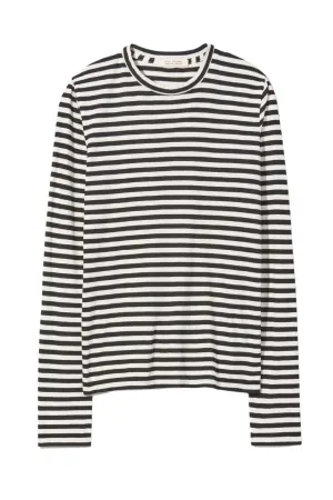 Susana Long Sleeve Tee | Black/Ivory Stripe