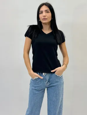 T-shirt in cotone scollo V