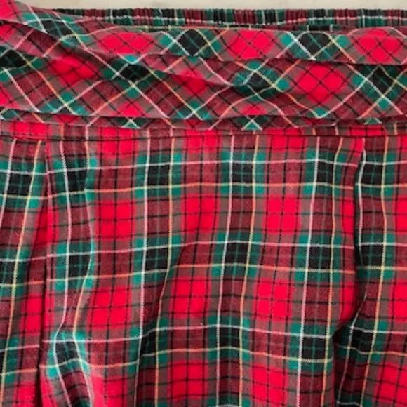 TALBOTS Pleated Elastic  Waist Red Stewart Plaid Vintage Maxi Skirt 10P