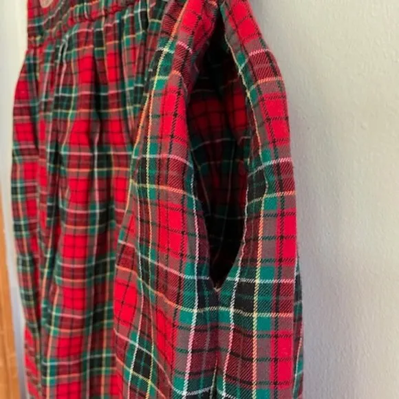TALBOTS Pleated Elastic  Waist Red Stewart Plaid Vintage Maxi Skirt 10P
