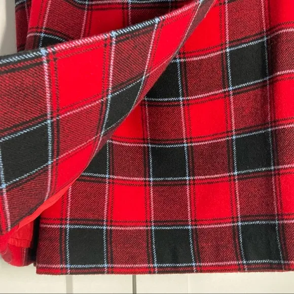Talbots Tartan Plaid Wool Wrap Skirt Red Black White Petite
