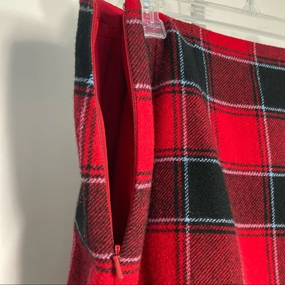 Talbots Tartan Plaid Wool Wrap Skirt Red Black White Petite