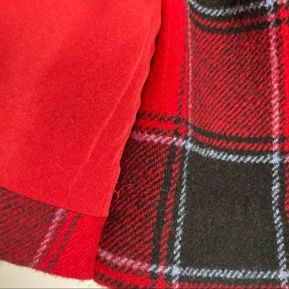 Talbots Tartan Plaid Wool Wrap Skirt Red Black White Petite