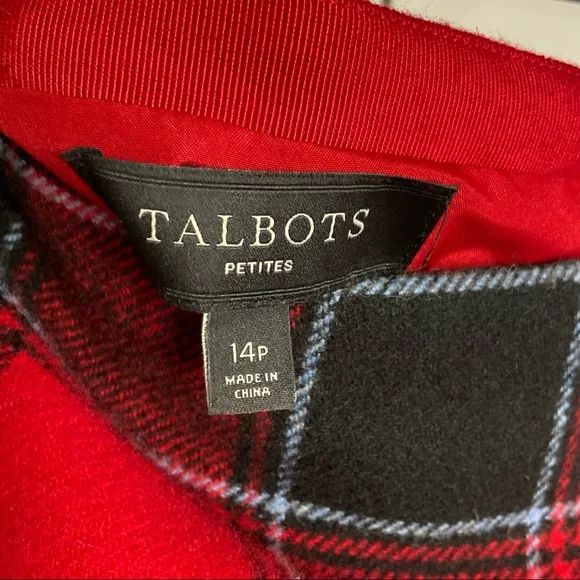 Talbots Tartan Plaid Wool Wrap Skirt Red Black White Petite