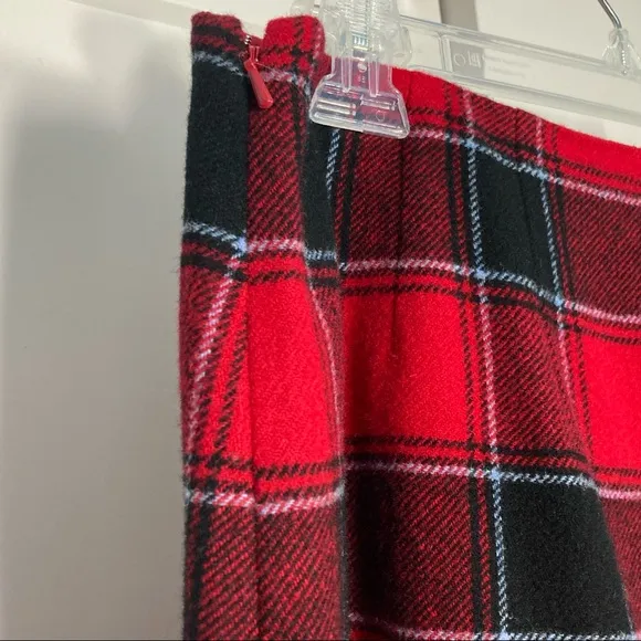 Talbots Tartan Plaid Wool Wrap Skirt Red Black White Petite