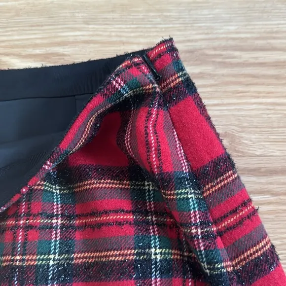 Talbots Women's PLAID SPARKLE A-LINE Mini SKIRT Sz 10 Petite Tartan Holiday