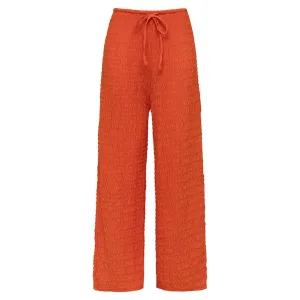 Tangerine Drawstring Wide Leg Pant