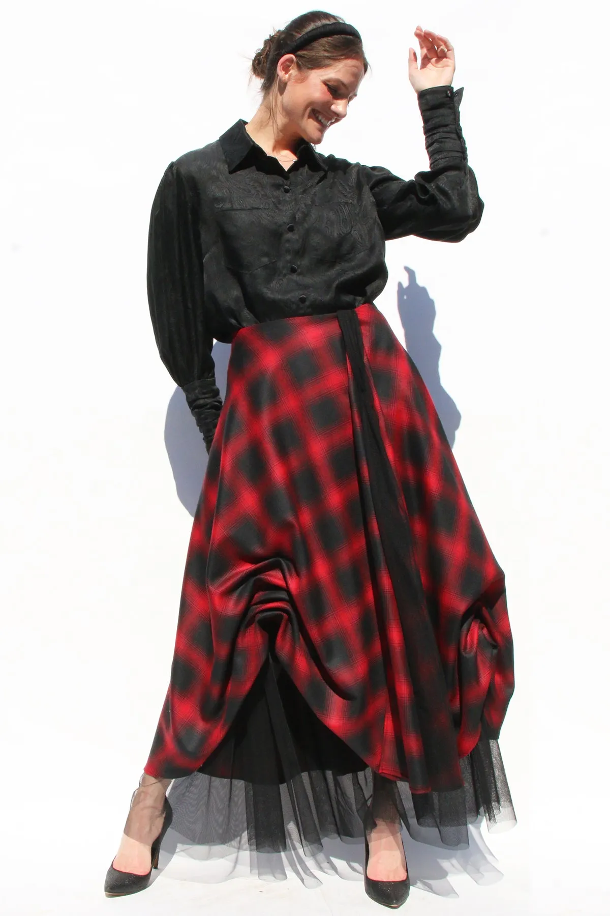 Tartan Plaid Skirt with Tulle