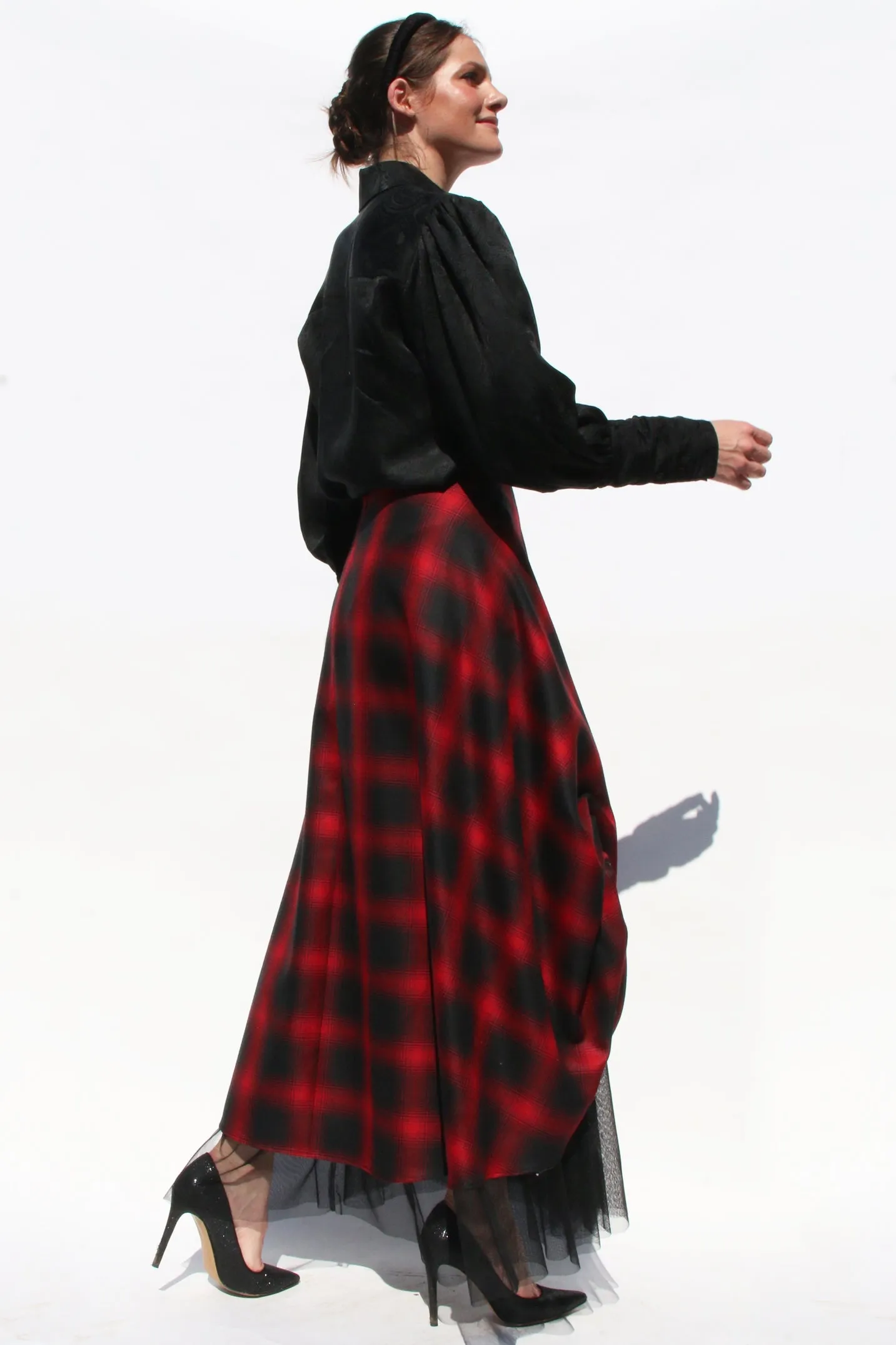 Tartan Plaid Skirt with Tulle