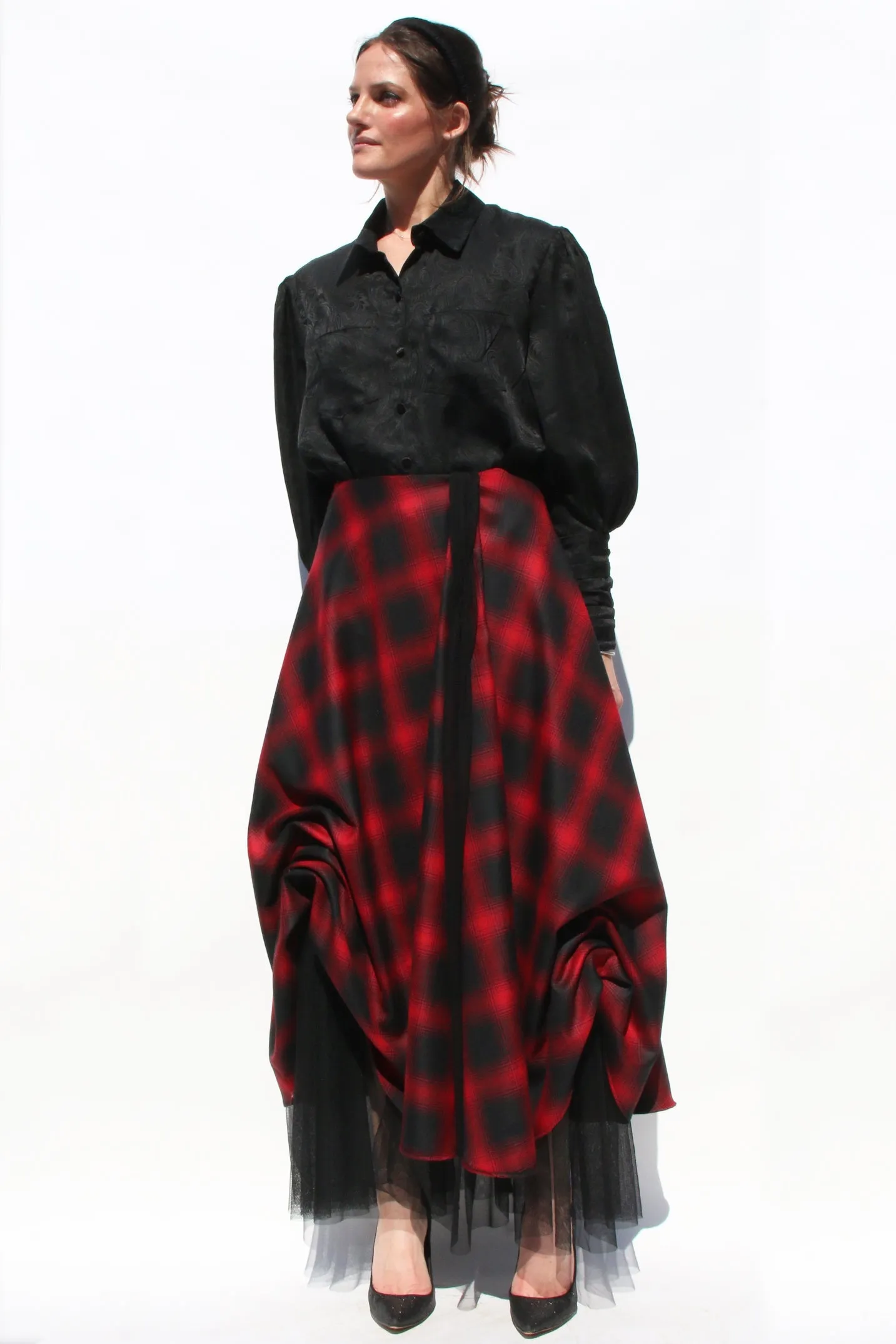 Tartan Plaid Skirt with Tulle