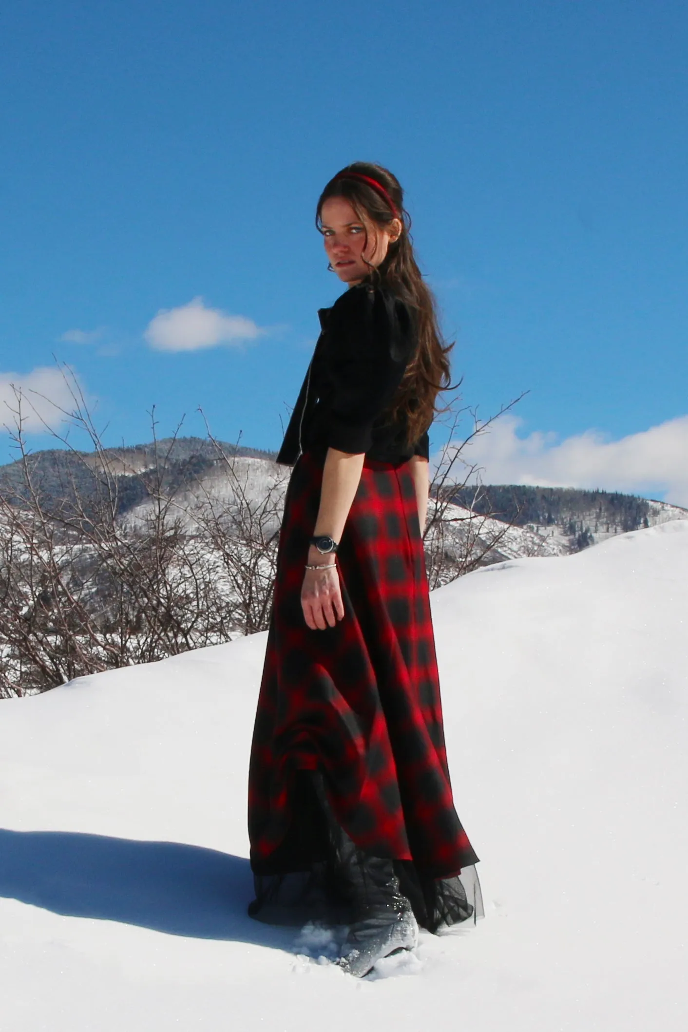 Tartan Plaid Skirt with Tulle