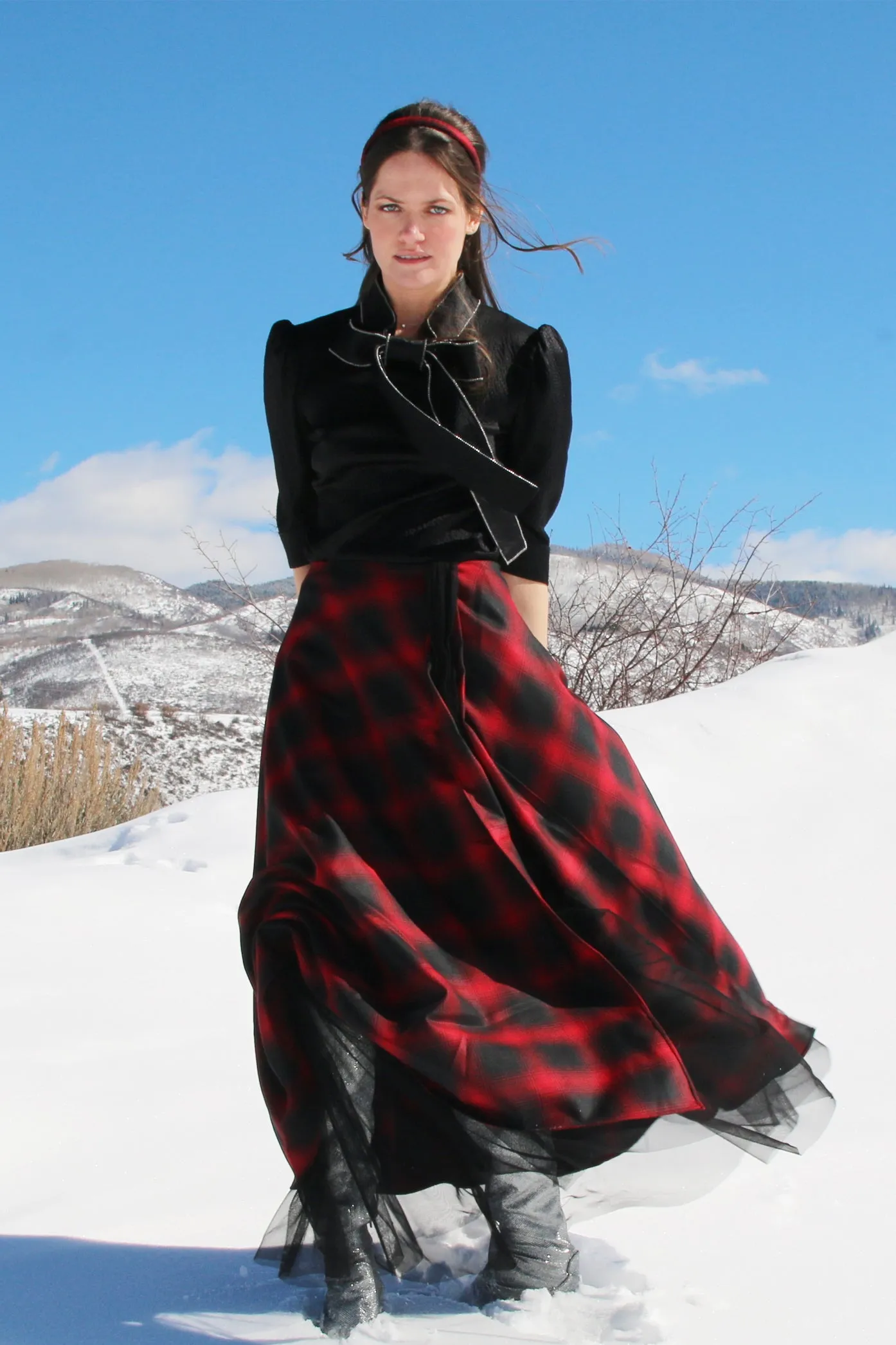 Tartan Plaid Skirt with Tulle