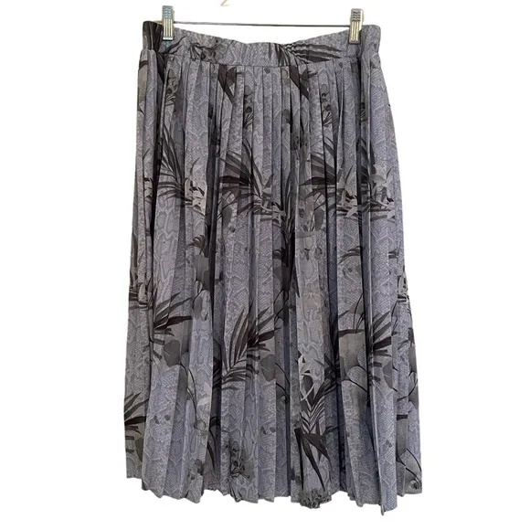 Ted Baker Blue/Grey Pleated Estie Highland Print  Midi Skirt 2(6) NEW