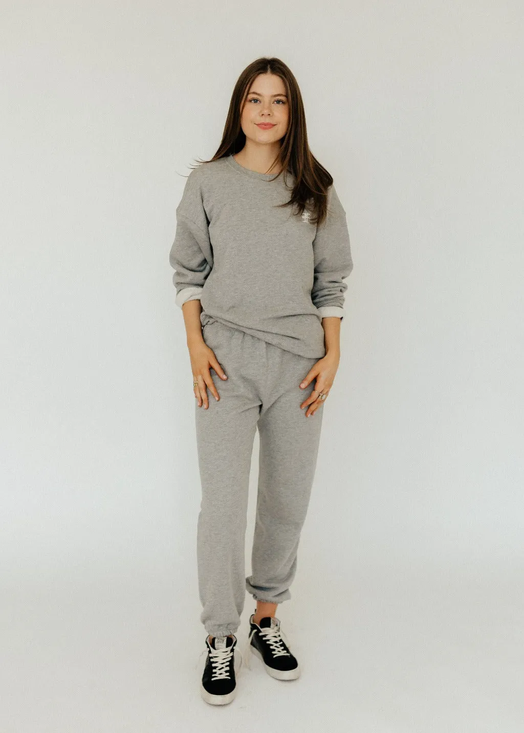 Éterne Oversized Crewneck Sweatshirt in Heather Grey