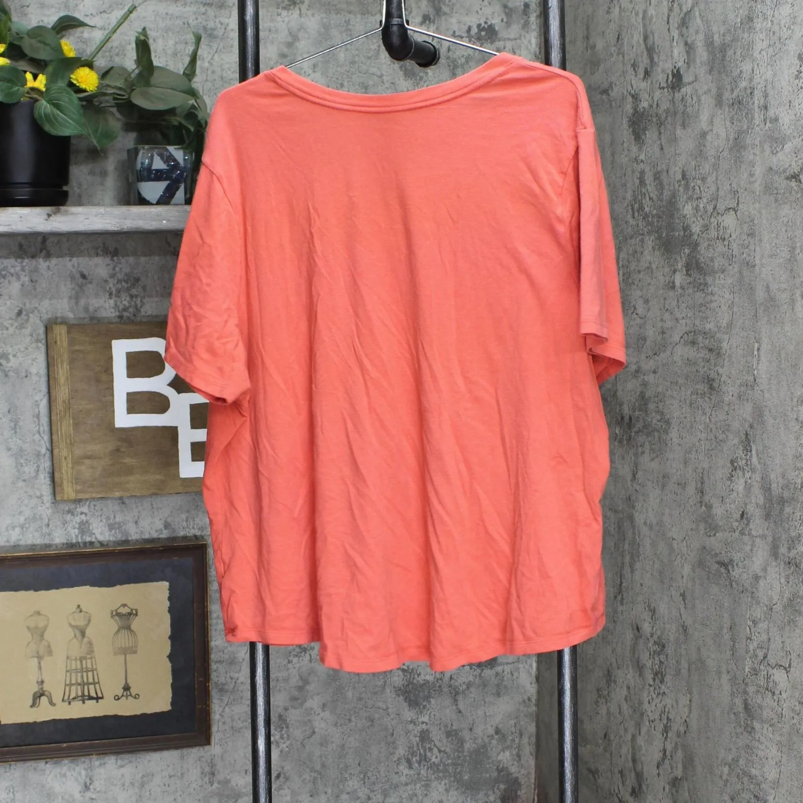 Terra & Sky Womens V-Neck Plus Size T-Shirt Tee 16660100d7a926 Coral Pink 3X