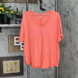 Terra & Sky Womens V-Neck Plus Size T-Shirt Tee 16660100d7a926 Coral Pink 3X