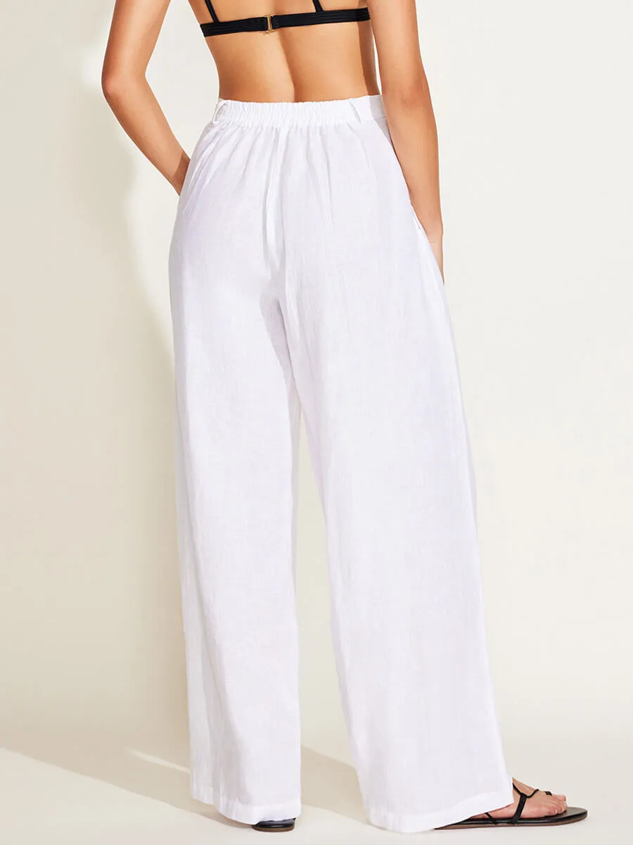 The Getaway Pant in White EcoLinen