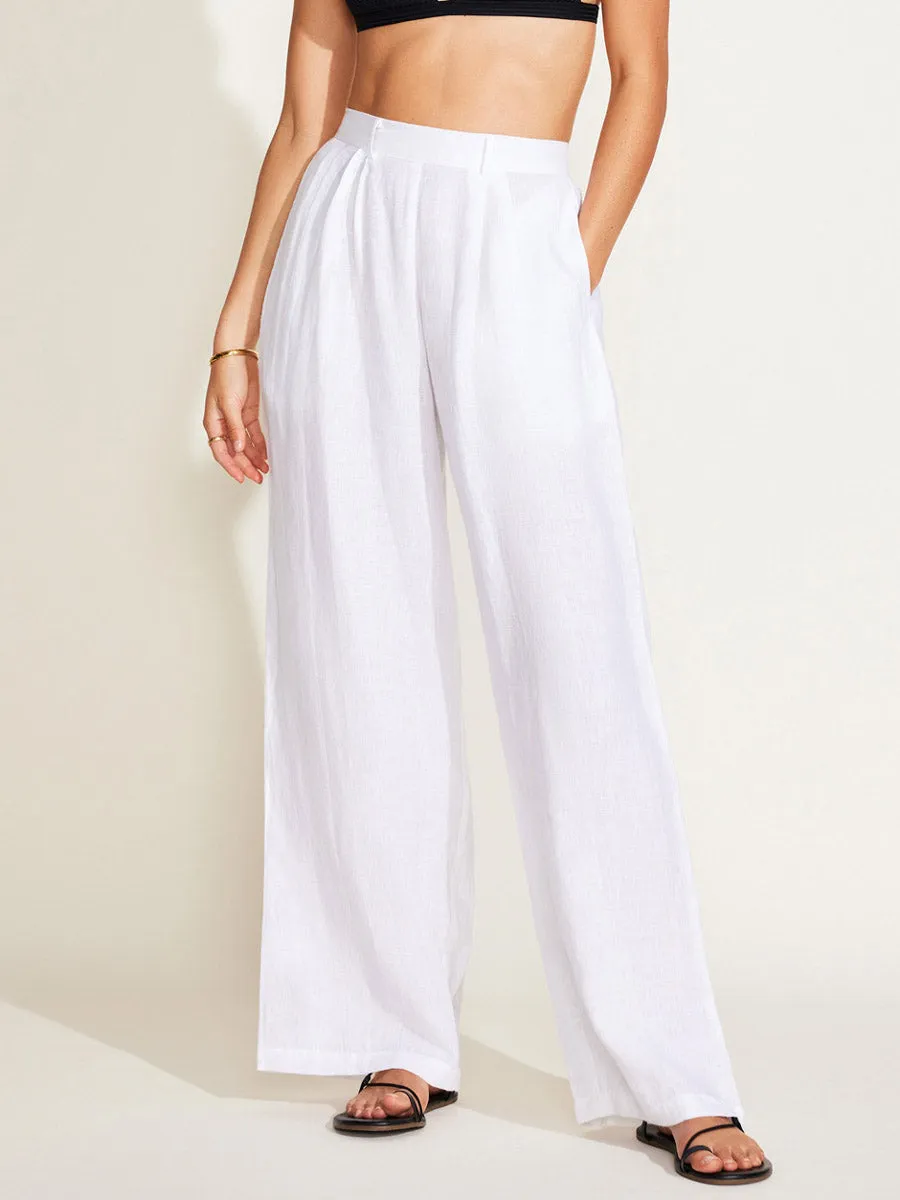 The Getaway Pant in White EcoLinen