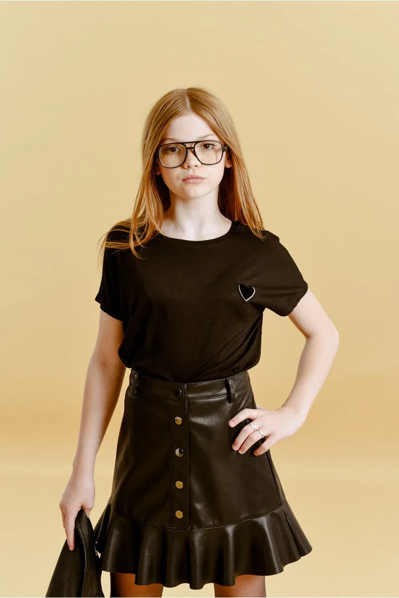 The Libi Scoop Neck Top - Black - KIDS