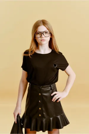 The Libi Scoop Neck Top - Black - KIDS
