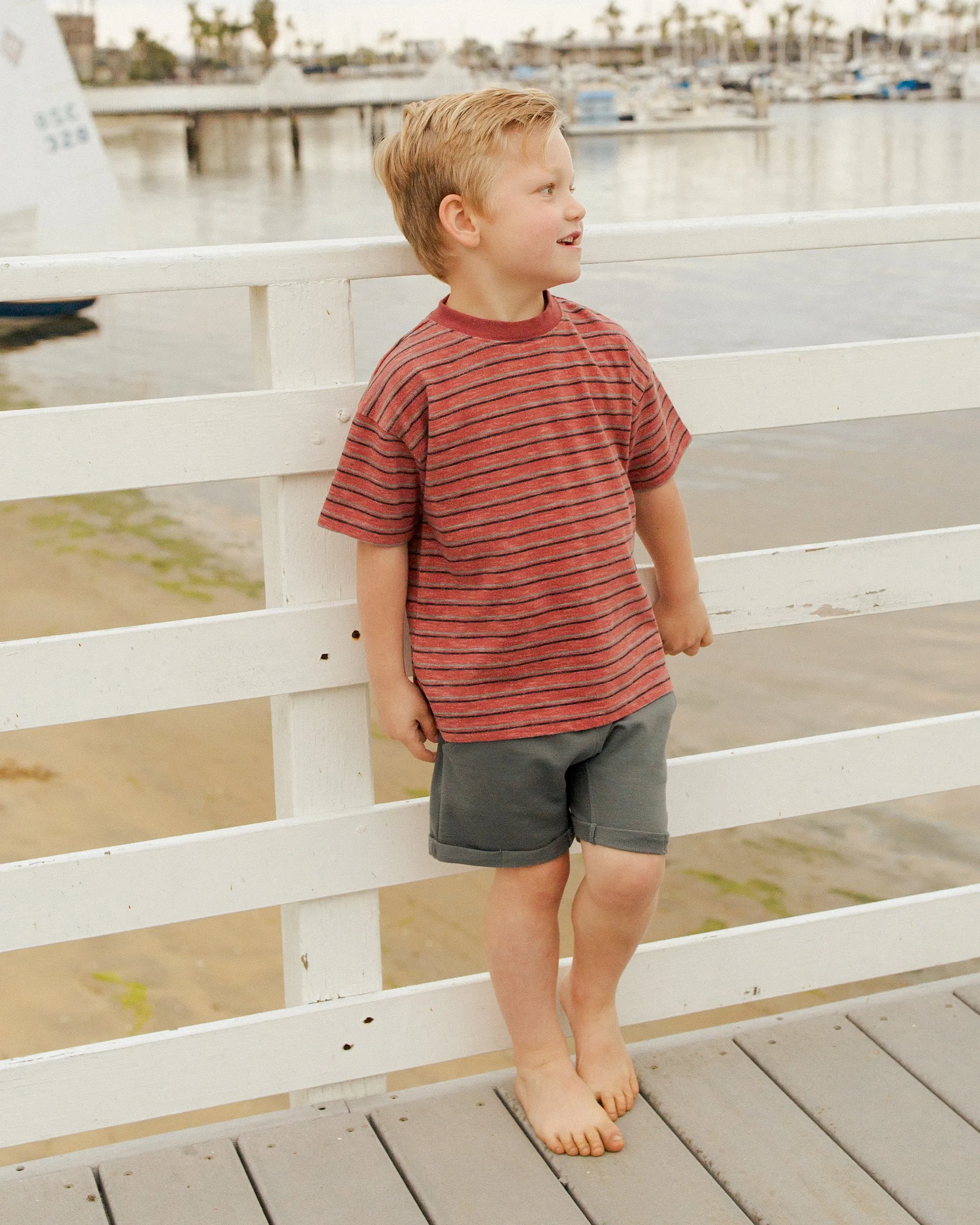 The Relaxed Tee by Rylee   Cru - Red Multi-Stripe - KIDS