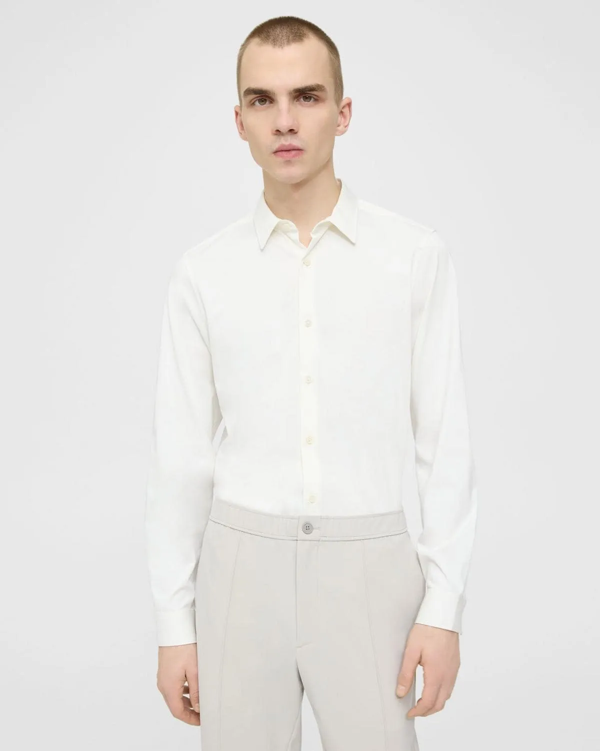 Theory Sylvain Shirt in Structure Knit - White