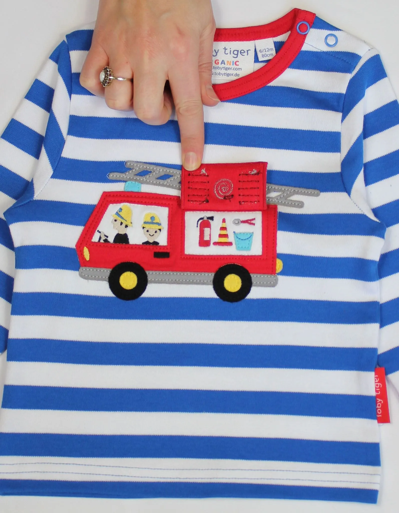 Toby Tiger Fire Engine Applique T-Shirt