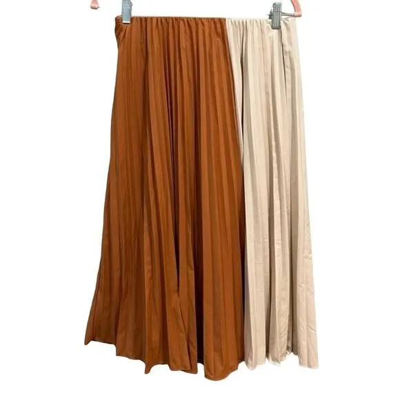Tome Collective Women's Two Tone Pleated Skirt Burnt Orange Size small s