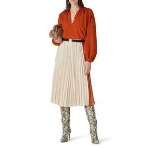 Tome Collective Women's Two Tone Pleated Skirt Burnt Orange Size small s