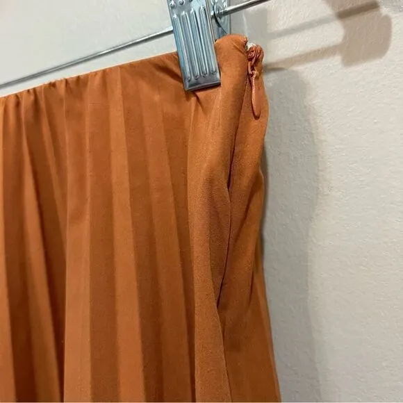 Tome Collective Women's Two Tone Pleated Skirt Burnt Orange Size small s