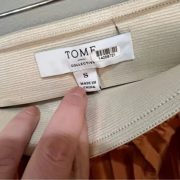 Tome Collective Women's Two Tone Pleated Skirt Burnt Orange Size small s