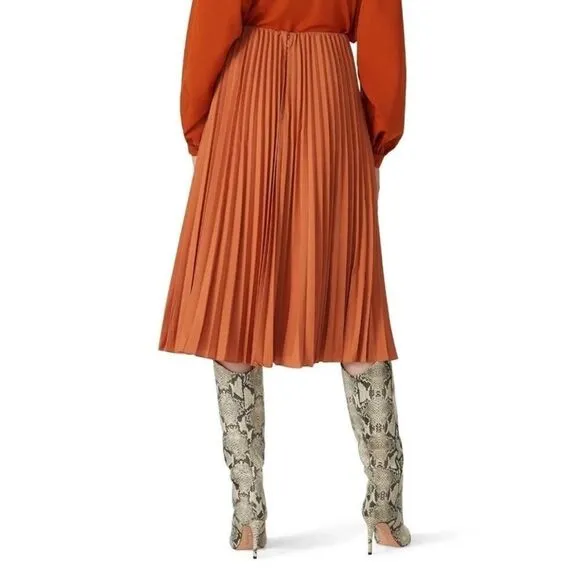 Tome Collective Women's Two Tone Pleated Skirt Burnt Orange Size small s
