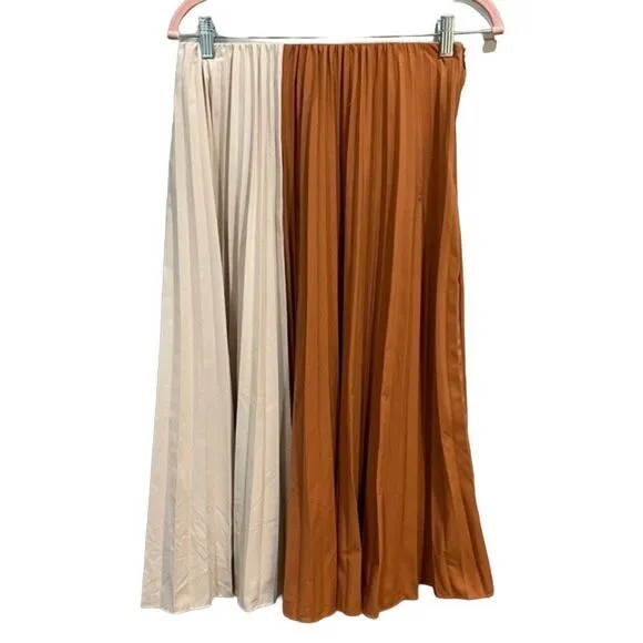 Tome Collective Women's Two Tone Pleated Skirt Burnt Orange Size small s