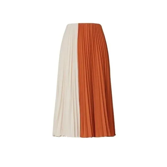 Tome Collective Women's Two Tone Pleated Skirt Burnt Orange Size small s