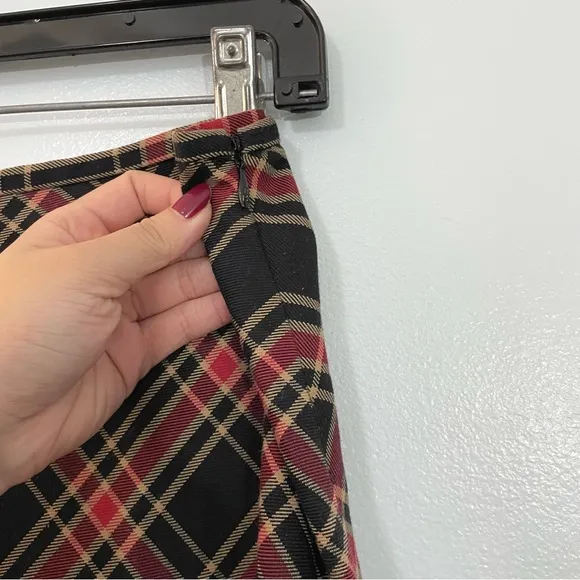 Tommy Hilfiger Vintage Plaid Tartan Black Red Long Maxi Skirt Y2K 10 Large