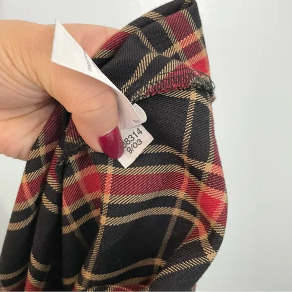 Tommy Hilfiger Vintage Plaid Tartan Black Red Long Maxi Skirt Y2K 10 Large