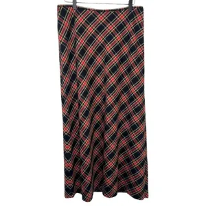 Tommy Hilfiger Vintage Plaid Tartan Black Red Long Maxi Skirt Y2K 10 Large