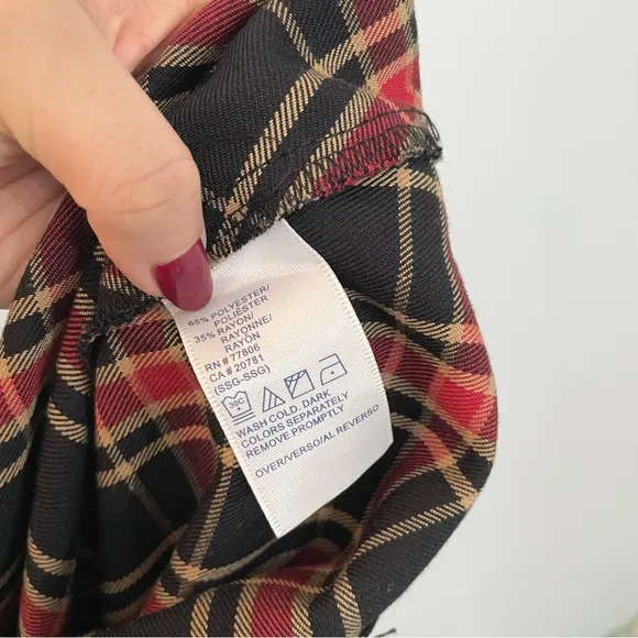 Tommy Hilfiger Vintage Plaid Tartan Black Red Long Maxi Skirt Y2K 10 Large