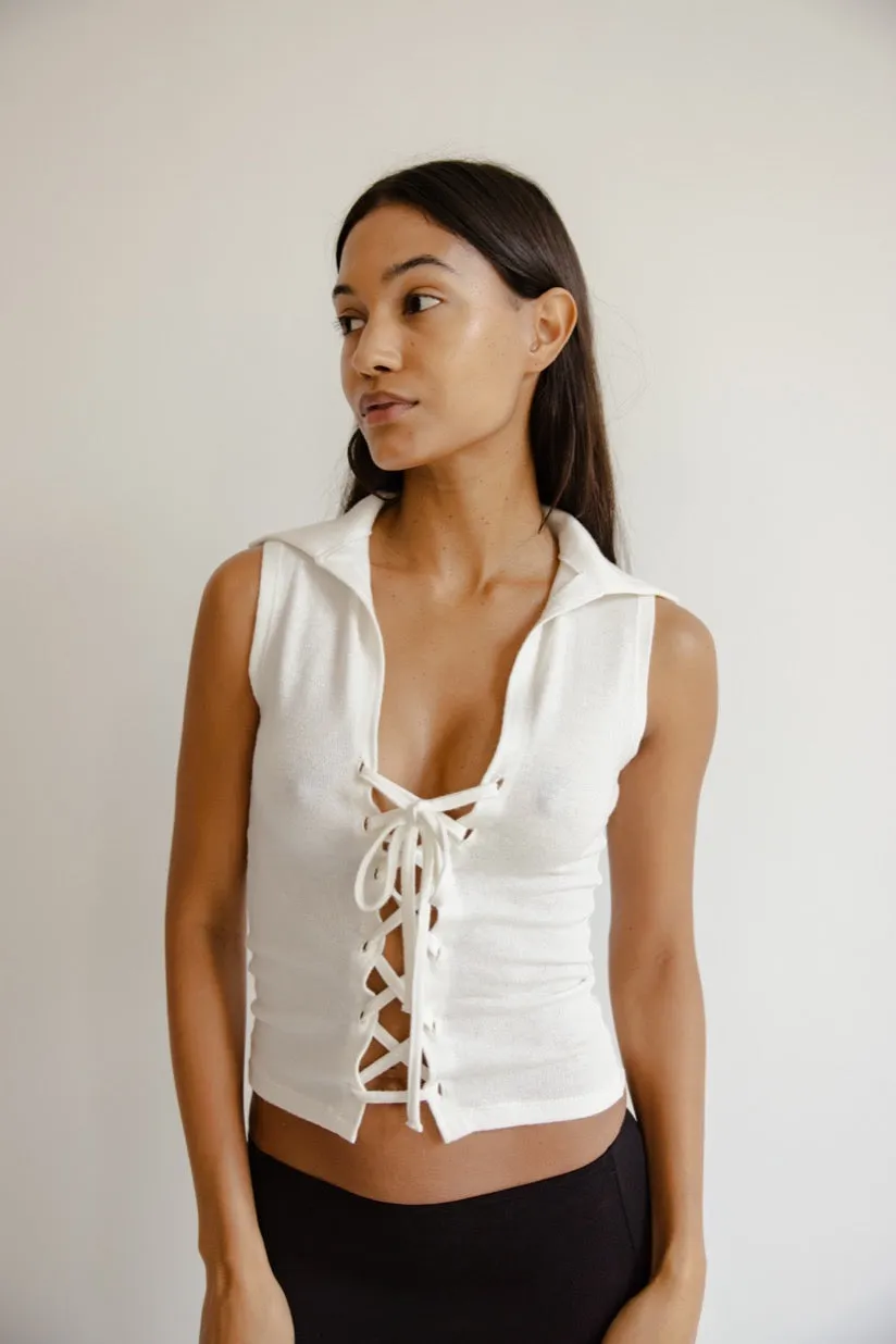 top lacé en jersey minorque