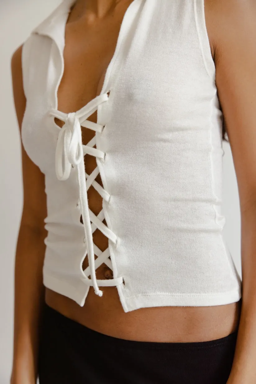 top lacé en jersey minorque