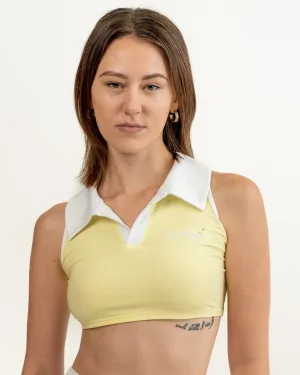 Transcendent Cropped Polo Tank Top - Yellow