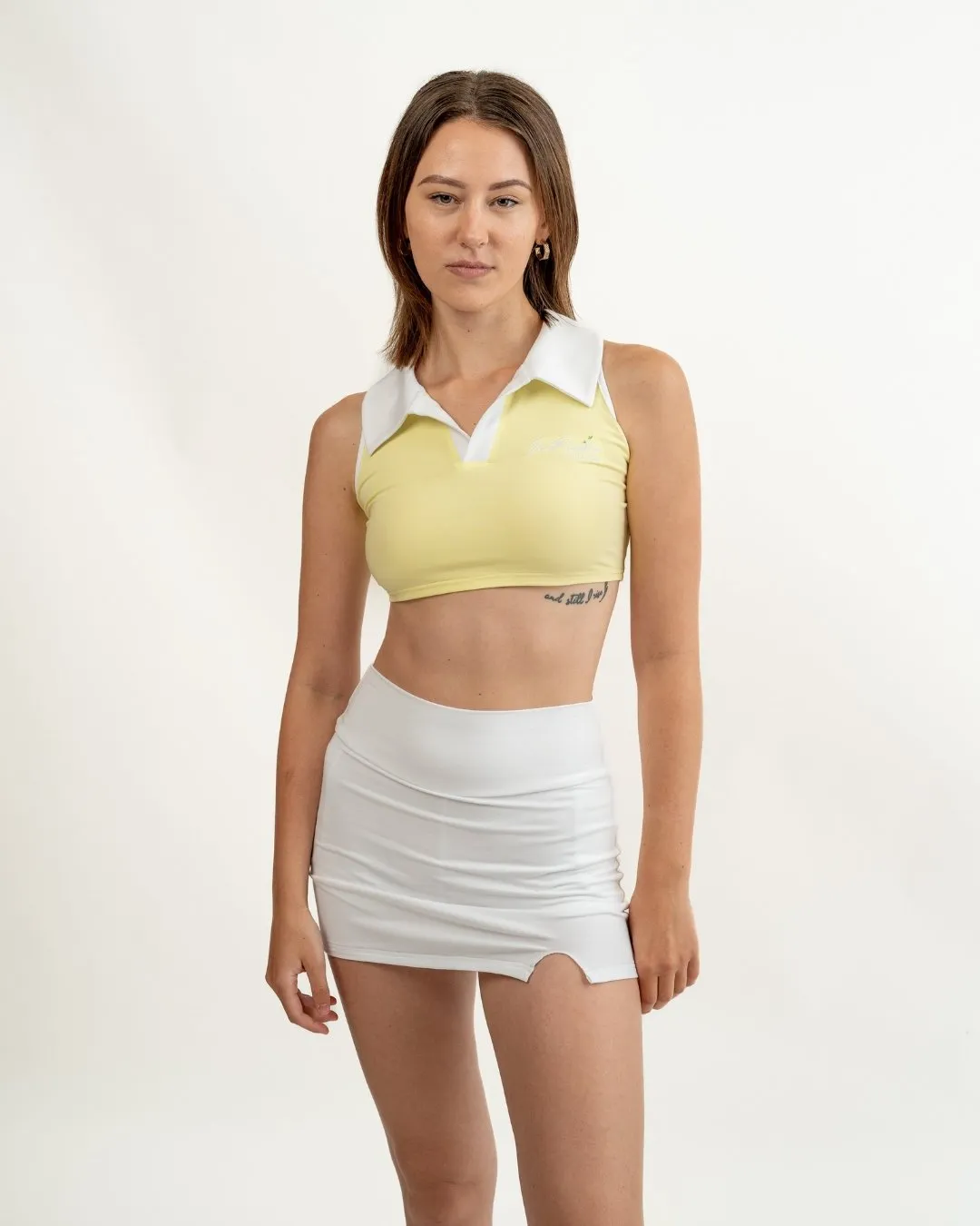 Transcendent Cropped Polo Tank Top - Yellow
