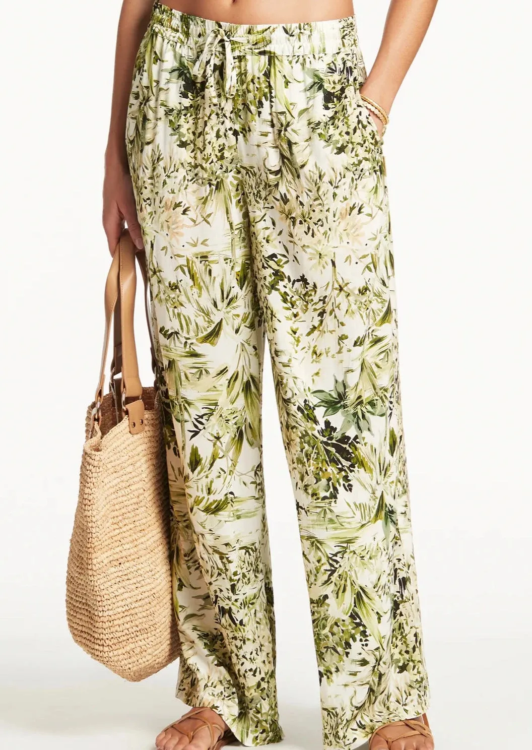 Tropica Palazzo Pant White