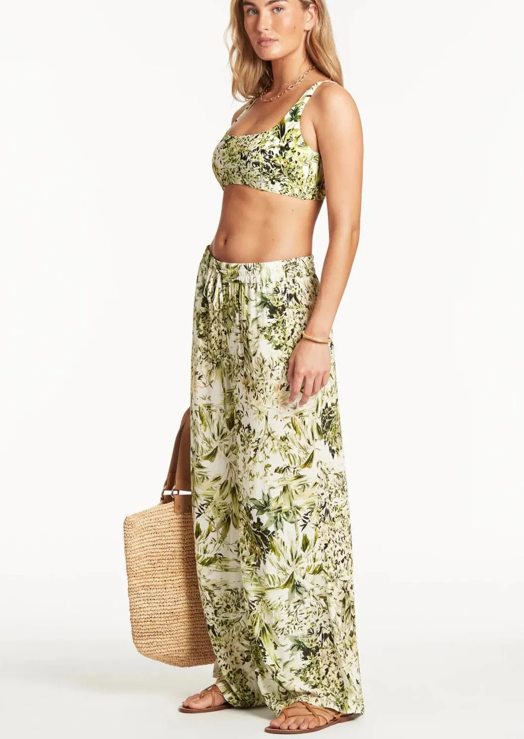 Tropica Palazzo Pant White