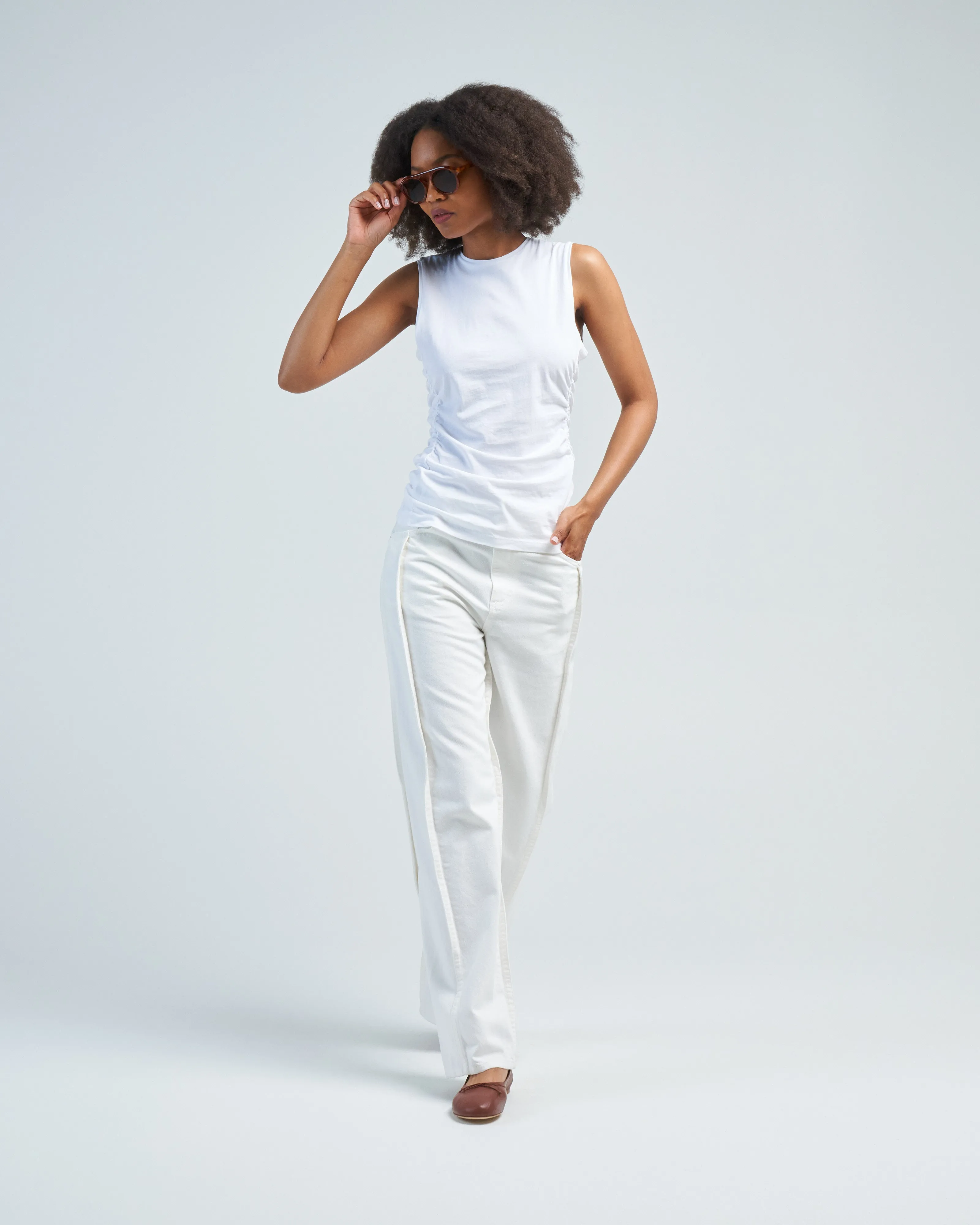 tshirting shirred crewneck top