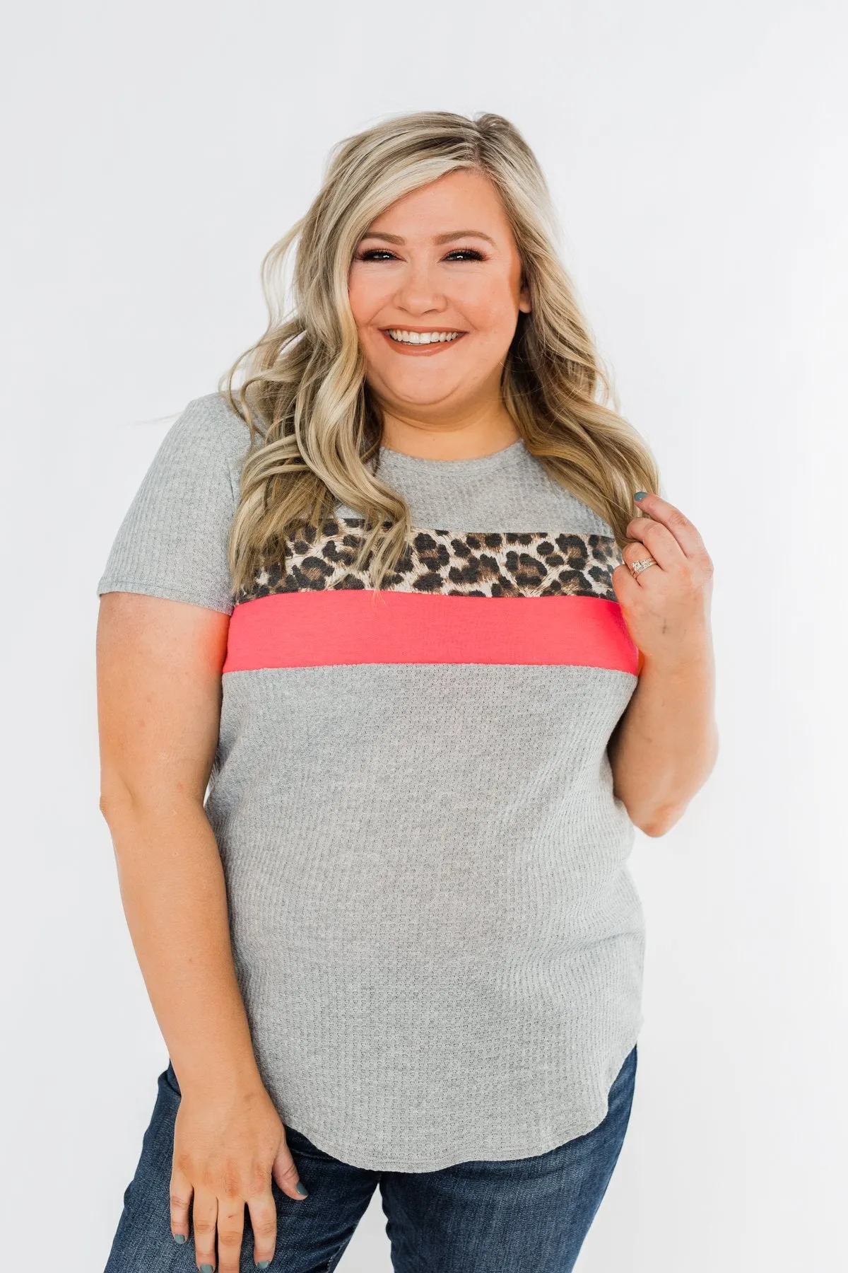 Up For An Adventure Striped Top- Heather Grey